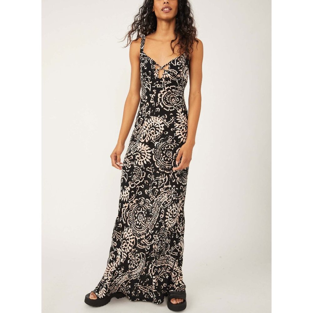 NWT Free People Mystical Mindset Printed Maxi / Black Combo